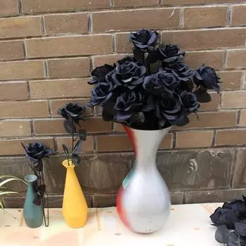 1 шт. домашняя гостиная шелковая черная роза имитация розы искусственный цветок головка букет готический