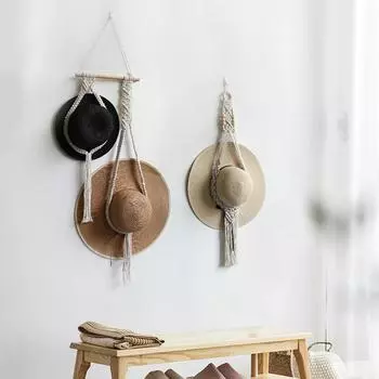 1 шт., домашняя многослойная подвесная настенная клипса для хранения, плетеная вешалка для шляп, подвесная шляпа с кисточками, хлопковая веревка