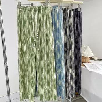 1 шт. Домашняя одежда в повседневном стиле Ice Silk Тонкая эластичная талия Весна Лето Пижама Широкие брюки на шнурке Спортивный стиль