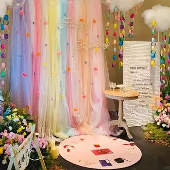 1 шт. Допамин маленький свежий Ins стиль фея сделай сам фото свадебная арка фон красочная вуаль