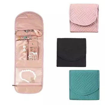 1 шт. Дорожная коробка для хранения ювелирных изделий со складным рулоном ювелирных изделий, подходит для дорожных колец, ожерелий, сережек, браслетов, мини