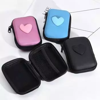 1 шт. дорожная сумка для хранения, портативный зарядный чехол, USB-кабель для передачи данных, сумка для кабеля гарнитуры, квадратная сумка на молнии с рисунком «любовь» розовый