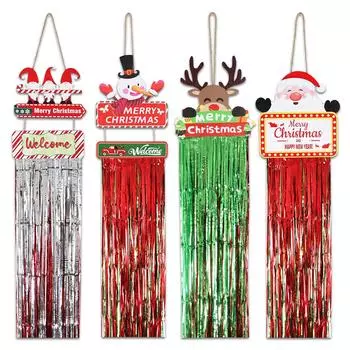 1 шт. Дождевой занавес 2025 рождественские подарки С Новым годом Счастливого Рождества Деревянный приветственный дверной знак Санта-Клауса