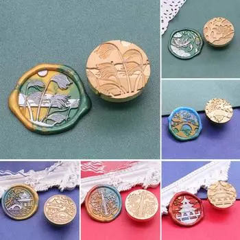 1 шт. Древняя китайская архитектура латунная печать штамп круглая металлическая замена