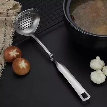 1 шт., дуршлаг с длинной ручкой, ложка-сито из нержавеющей стали, ложка с прорезями, столовая ложка, кухонная ложка-фильтр с крючком, семейная кухонная утварь