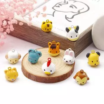 1 шт., двенадцать знаков животных, медный колокольчик, свободные бусины, подвески для ювелирных изделий «сделай сам», подвеска для мобильного телефона, аксессуары