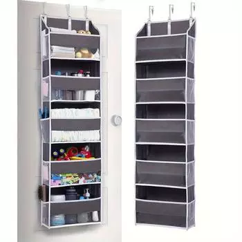 1 шт. Дверная сумка для хранения, с 5 большими карманами и 10 сетчатыми боковыми карманами, выдерживает 44 фунта, подвесная сумка для хранения с прозрачным окном, подходит 55.5x15x6.5inch серый