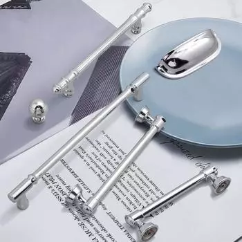 1 шт. дверные ручки для шкафа, кухни, современные роскошные яркие серебряные ручки для мебели из цельной латуни, хром 29*18*26mm серебряный