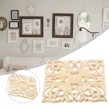 1 шт. Дверные шкафы, деревянная аппликация, европейская резьба по дереву, накладка для украшения мебели, резиновая резьба по дереву, наклейка 15x15cm