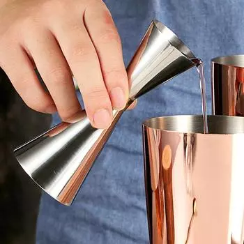 1 шт. Двойная головка для бармена из нержавеющей стали, мерный стакан для коктейлей со шкалой 30/45ml