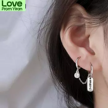 1 шт., двойная серьга-кольцо с отверстием для уха, овальная серьга с звеньями из цианового циркония для женщин, ювелирные изделия для вечеринок, оптовая продажа S -E1057