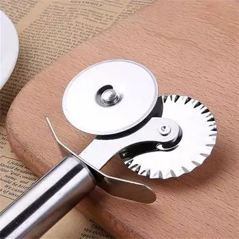 1 шт. Двойной барабанный нож для пиццы с двумя колесами, острый, ручной, из нержавеющей стали, для пиццы, пирогов, вафель, теста для торта Pizza Cutter