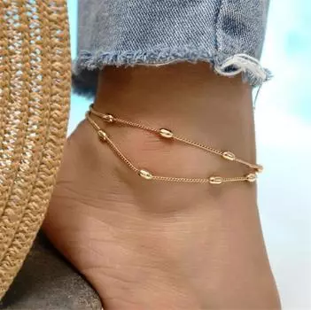 1 шт., двойной браслет из бисера для женщин, браслет-цепочка для ног, ювелирные изделия для босиком серебряный