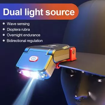 1 шт. двойной источник света, зажим для шляпы, световая волна, датчик для рук, уличный красный репеллент от комаров, сверхлегкий портативный водонепроницаемый налобный фонарь красный/белый