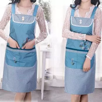 1 шт. двойной карман маслостойкие кухонные принадлежности бытовые женские мультяшные фартуки без рукавов фартуки для уборки розовый