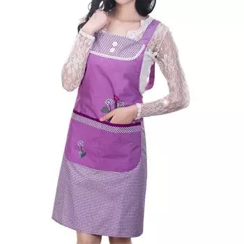 1 шт. двойной карман маслостойкие кухонные принадлежности бытовые женские мультяшные фартуки без рукавов фартуки для уборки фиолетовый