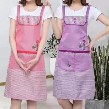 1 шт. двойной карман маслостойкие кухонные принадлежности бытовые женские мультяшные фартуки без рукавов фартуки для уборки фиолетовый