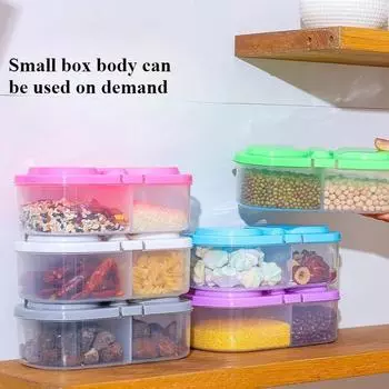 1 шт. Двойной отсек с крышкой для пищевых сухофруктов, герметичная банка, многофункциональная кухонная банка для холодильника, пластиковая банка для хранения синий