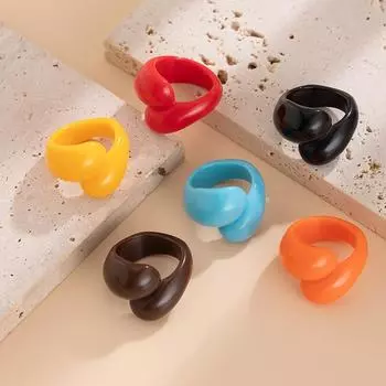 1 шт. Двойные капли пластиковые кольца модные ювелирные изделия неправильной геометрической формы кольцо Y2K красочные женщины красный
