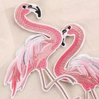 1 шт. двойные птицы розовые фламинго нашивка вышивка термонаклейки нашивки для одежды платья DIY аксессуары скрапбукинг