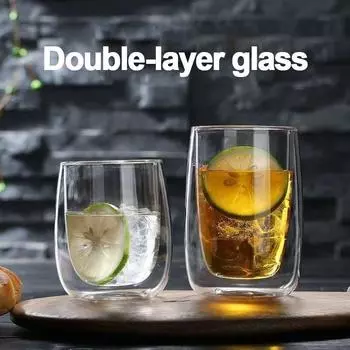 1 шт. Двойные стенки стеклянная кофейная кружка для виски шампанского коктейльная кружка для пива винный шот прозрачный стакан стаканы посуда для напитков чашки для воды