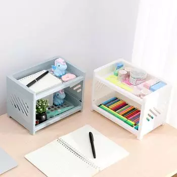 1 шт. двухэтажный стеллаж для хранения в спальне, кухонный органайзер, настольный офисный ящик для хранения, стеллаж для мелочей, штабелируемый