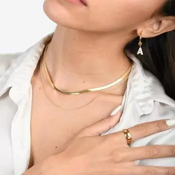 1 шт., двухслойное ожерелье из нержавеющей стали в виде перекрывающейся змеиной кости, модное ювелирное изделие из нержавеющей стали, подарок для матери, рождественский ювелирный подарок 50cm золотой