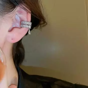 1 шт. двухслойные серьги-каффы из циркония в форме буквы С, без пирсинга, серьги-клипсы в виде капель воды, простые роскошные серьги-клипсы