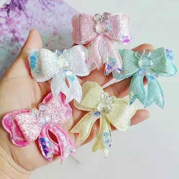 1 шт., двухслойные заколки для волос принцессы с блестками и бантом в виде головы кролика для девочек, детские головные уборы, заколки для волос, заколки, аксессуары для волос белый