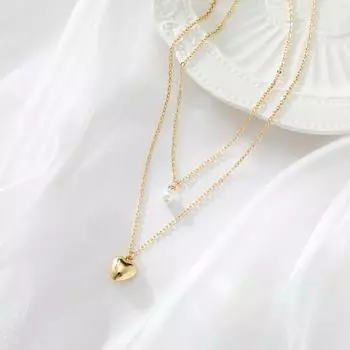 1 шт. двухслойный сладкий чокер с имитацией жемчуга, ошейник, ювелирные изделия, подарок на вечеринку, европейский стиль, аксессуары для ткани с сердечками