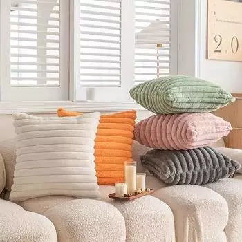 1 шт. Двусторонние плюшевые декоративные наволочки, полосатые мягкие наволочки для дивана, дивана, спальни, домашнего декора, без подушки 12 X 19.6inch/30 X50cm белый