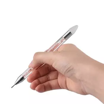 1 шт., двусторонний набор для подбора стразов для ногтей, силиконовый наконечник, аппликатор для карандашей, двойной наконечник, точечный наконечник розовый