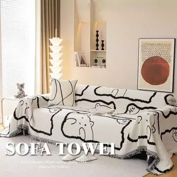 1 шт. Двусторонняя мультяшная плюшевая ткань для диванного полотенца, чехол на все сезоны, универсальная подушка для дивана, нескользящая, все включено, коврик для сиденья 1seater 180x130CM зелёный