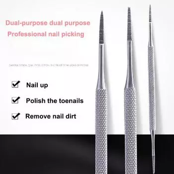1 шт. двусторонняя пилочка для педикюра с атласным краем, подъемник для ногтей на вросшем пальце ноги серебряный