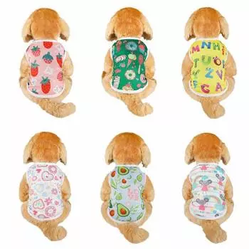 1 шт., дышащие милые модные тонкие костюмы с принтом для щенков и кошек, одежда для домашних животных, жилет для собак, летний жилет L