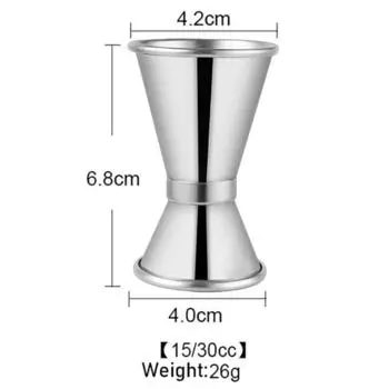 1 шт., джиггер для коктейльного бара, нержавеющая сталь, японский дизайн, джиггер, двойной мерный стаканчик для спирта, для домашнего бара, вечерние аксессуары для бара, клуба 15/30cc - Non-wraparound