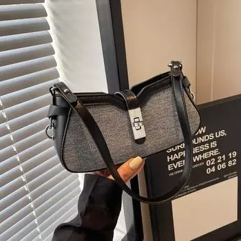 1 шт. джинсовая лоскутная ПУ сумка женская с пряжкой на плечо