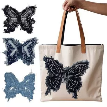 1 шт. джинсовая заплатка для ремонта кисточек, одежда, утюг на ткани, вышивка бабочкой, сделай сам, наклейка на ткань, шитье, вышивка