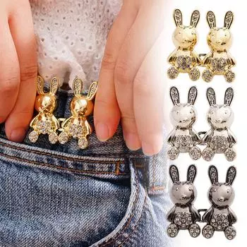 1 шт. джинсы без гвоздей, талия кролика, съемная невидимая пуговица, затягивающаяся на поясе, застежка-кнопка, регулируемая M6S2 silver-one-size