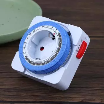 1 шт., европейская вилка, механический таймер 230 В, энергосберегающий ПК, огнестойкий материал, розетка, интеллектуальный таймер-переключатель синий