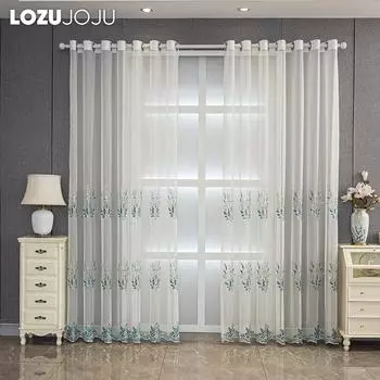 1 шт европейские прозрачные роскошные вышитые вручную жемчугом прозрачные шторы для гостиной спальни домашнего декора LOZUJOJU W100cm x L200cm синий