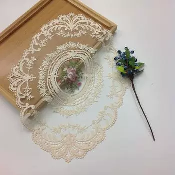 1 шт. Европейский овальный кружевной вышитый коврик для столовых приборов, спальня, кабинет, кухня, чашка, коврик для стола, еда, фрукты, крышка, ткань, украшение 43x30cm