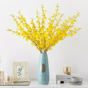 1 шт. Европейский сельский желтый искусственный танец орхидеи шелковый цветок поддельный декоративный цветок белый