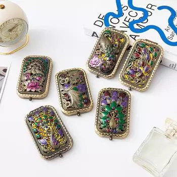 1 шт. Европейский стиль вечеринка подарок роскошь винтажный портативный ручной зеркало для макияжа складной двухсторонний павлин узор металлическое зеркало