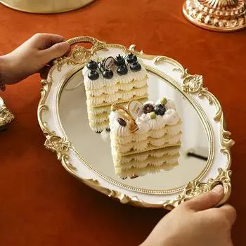 1 шт., европейский туалетный столик, поднос для умывальника, маленькие ювелирные изделия, овальный золотой зеркальный поднос