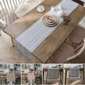 1 шт. Европейский жаккардовый геометрический настольный флаг с кисточками, модный чайный флаг, обеденный флаг, длинная полиэстеровая хлопковая скатерть, свадебный декор 33X160cm
