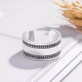 1 шт. Европейское и американское гладкое кольцо, ретро этническое кольцо, ретро винтажное антикварное кольцо opening adjustable серебряный