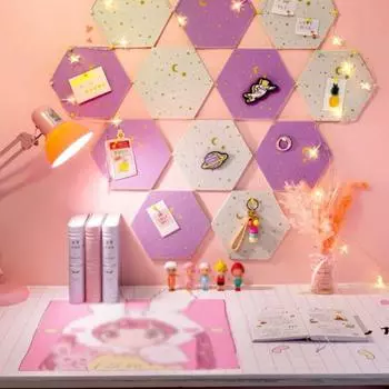 1 шт. фетровая доска DIY шестиугольные пробковые наклейки доска для объявлений сообщение комната настенный декор детская спальня фотографии дисплей пробковая доска