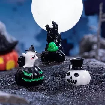 1 шт., фигурки из тыквенного домика с привидением волшебника, украшения из смолы, украшения на Хэллоуин, микроландшафтный орнамент, сделай сам, настольный декор as the picture