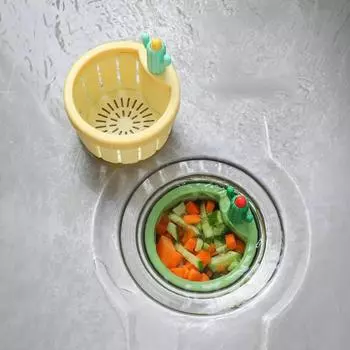 1 шт. Фильтр для слива раковины, симпатичный кактус, фильтр для кухонной раковины, автоматический сброс остатков мусора, фильтр против засорения зелёный